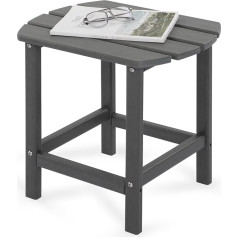 TORVA Adirondack Garden Side Table for Outdoor Use, HDPE Recycled Plastic Side Table for Patio, Garden Coffee Table, Weather Resistant, Grey