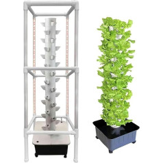 FLTRGO Hydroponisches Turm-Anbausystem, Indoor-Anbausystem mit Wachstumslichtern und Ständern, erdloser Anbau-Anbauturm, 45-Loch-Aeroponik-Anbauset