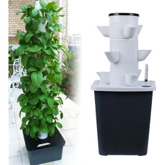 NOALED Hydroponik-Turm, Garten-Hydroponik-Anbausystem, Aeroponik-Anbauset für Kräuter, Obst und Gemüse mit Feuchtigkeitspumpe, Adapter, Netztöpfen, Ti