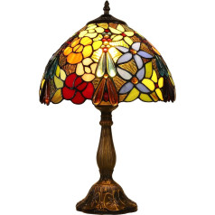 FUMAT Tiffany galda lampa Nakts lampa Retro 240 V galda lampa Rose Grape Krāsains stikls 40 cm abažūrs Guļamistabas rotājums Guļamistabas galda lampa Nakts lampa Galda lampa ar E27 LED spuldzi Galda lampa ar E27 LED spuldzi