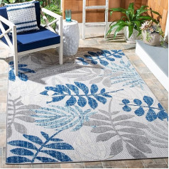 SAFAVIEH Cabana Collection CBN814F Botanical Indoor/Outdoor Lint Free Easy Clean pelēki zils