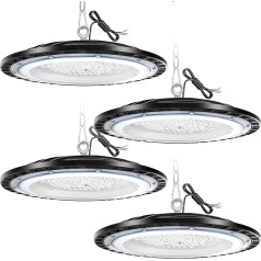 4 iepakojums 150 W LED 150 W halles apgaismojums UFO Rūpnieciskā lampa Darbnīcas lampa IP65 Ūdensizturīga darbnīcas gaisma Halles starmeši iekštelpās un ārpus telpām 6500 K LED High Bay garāžas lampas noliktavas rūpnīcām