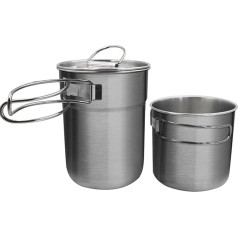 KOKKOYA Foldable Camping Cups and Mugs Pot 304-Food-Grade Stainless Steel Outdoor Cookware Set with Vented Lid