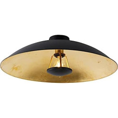 Qazqa - Modern Vintage griestu gaisma I Griestu gaisma I Griestu gaisma I Lampa I Gaisma melna ar zeltu I Misiņš 60 cm - Emilienne Novo I Dzīvojamā istaba I Guļamistaba - Tērauda apaļa - LED piemērots E27