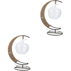 OSALADI 2 x Apple Star Lantern Nakts lampa Pie naktsgaismas lampa Piekarināmā mēness lampa Galda lampa Mēness nakts lampa Baterijas turētājs Baterijas apgaismojums Guļamistabas gaisma LED poga Baterija mirgo