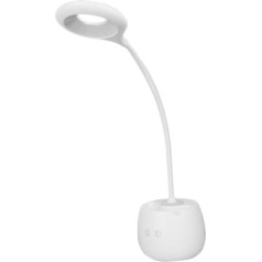 OSALADI Gaisma balta studentu uzlādes darbināms nakts LED ° Elastīga pildspalva Port Creative lasīšanas turētājs Dimmable Gooseneck akumulatora lampa uzlādējams galda USB ar galdu