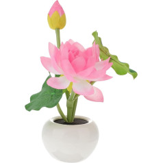 OSALADI Lotus nakts apgaismojums 3 galvas Pot Flower galda lampa Dekoratīvie LED Bonsai augu gaismas Mātes dienas dāvana mājai Birojs Dorm rozā krāsā