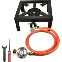 Holwim Gas Stove, Stool Stove, Portable Camping Stove, 4 Legs, 6 kW Includes CAS Approved 1.5 m Hose and 50 Bar Pressure Regulator for Outdoor, Camping