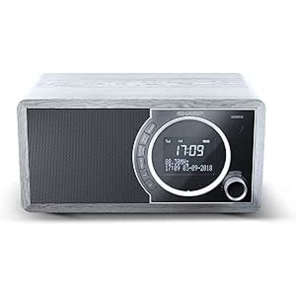 SHARP DR450 Digitalradio (DAB/DAB+/FM mit RDS, Bluetooth, Wecker-Funktionen, 6 Watt), grau