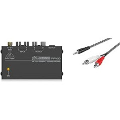 Behringer PP400 mikrofona atskaņotājs priekšpastiprinātājs, melns un Goobay audio/video kabelis (3,5 mm stereo vīrišķais līdz 2x RCA vīrs), 1,5 m