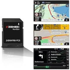 ZENEC Z-EMAP66-PC3: Micro SD karte ar automašīnas navigāciju ZENEC automašīnas radio/multivides sistēmai Z-N966 un Z-N965, 3D kartes Eiropai, TMC, TPEG