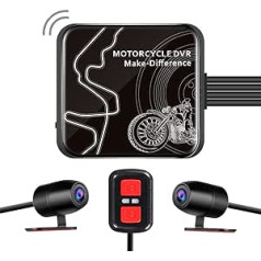 VSYSTO Dashcam motocikla kamera 1080p dubultā objektīva kamera motociklam priekšējā aizmugurējā WiFi 130° platleņķa sporta kamera WDR Max 256GB