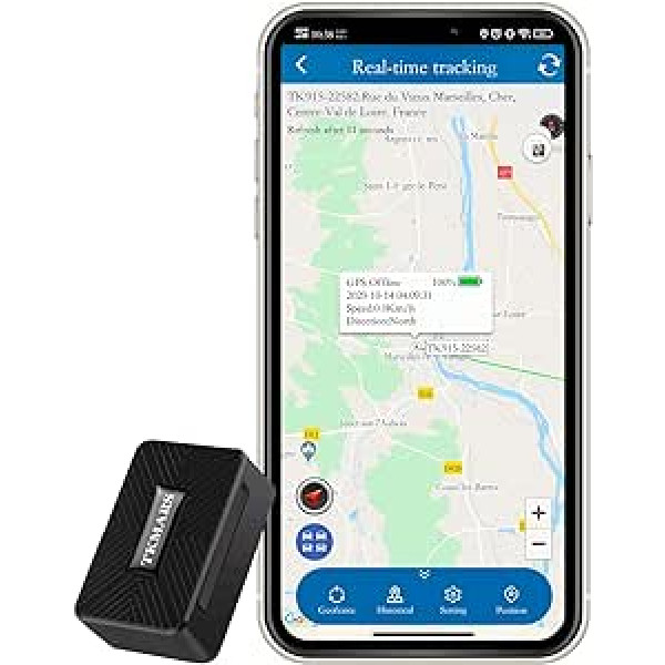 TKMARS TK913 mazs GPS izsekotājs, 1500 mAh magnētisks ūdensizturīgs, neliela reāllaika izsekošanas ierīce, izsekošanas raidītājs bez abonementa, vairāki trauksmes režīmi ar bezmaksas lietotni, piemērots automašīnai, čemodāns,