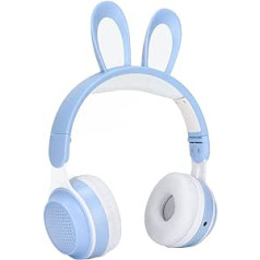 ASHATA salokāmas Bluetooth 5.0 austiņas ar mikrofonu, Cute Rabbit Auss, Bezvadu austiņas, Uzliekamas austiņas zaļiem bērniem, pusaudžiem, pieaugušajiem, 12 stundu klausīšanās laiks, TF/Aux, iebūvēti 7 modeļi,