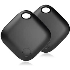 WALLTRUST Pack of 2 Key Finder Tracker Suderinamas su Apple Kur yra? Programėlė (iOS) „iPhone“ ir „iPad“ – juodos spalvos „Bluetooth“ raktų ieškiklio raktų pakabuko programėlė, skirta Bags Animals Keys