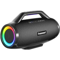 Tronsmart Bang MAX Bluetooth skaļrunis, 130 W mūzikas kaste ar gaismu, jaudīga stereo skaņa, 24 h akumulators, Bluetooth 5.3, IPX7 ūdens aizsardzība, ar AUX, TF, lietotne, ģitāras atvere, āra, ballītēm