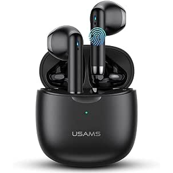 Bluetooth bezvadu austiņas ieliekamas ausīs ar jaudīgu basu ar USB-C ātrās uzlādes BT 5.0 HiFi 3D stereo skaņu Patiesas bezvadu austiņas ar integrētu mikrofona skārienvadību Super-Mini (melns)