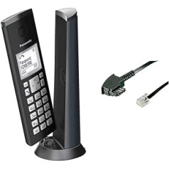 Panasonic KX-TGK210 DECT, zvanītāja ID, melns un Goobay TAE savienojuma kabelis (TAE-F vīrišķais uz rietumu spraudni), melns, 3 m