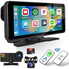 6,86 collu skārienekrāna automašīnas radio, bezvadu CarPlay un Android automašīna, Bluetooth automašīnas radio ar Apple Airplay/Mirror Link/FM raidītāju/Bluetooth/DVR/AUX/64G TF karte/4K priekšējā kamera/atpakaļgaitas kamera