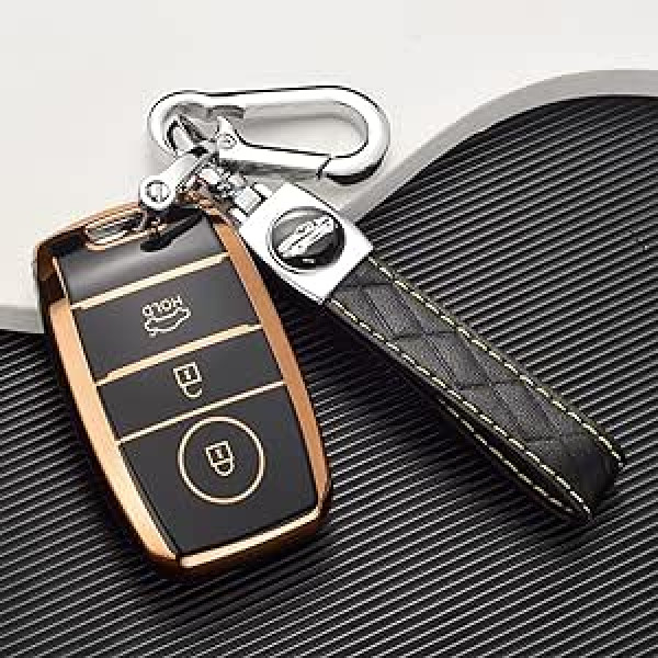 ontto Automašīnas atslēgas futrālis der Kia Rio 5 Sportage Ceed Cerato K3 KX3 K4 K5 Sorento Optima Cerato Picanto tālvadības pults vāciņš Key Fob TPU aizsargapvalks Atslēgu vāciņš Atslēgu kārba melna