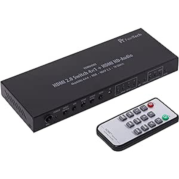 FeinTech VSW04202 HDMI 2.0 Switch 4x1 HD Audio Extractor 7.1 ARC 4K 60Hz HDR CEC