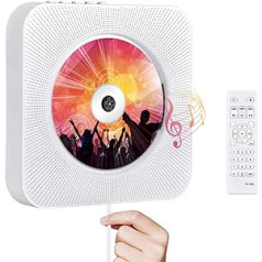Nešiojamas CD grotuvas, „Qoosea“ sieninis „Bluetooth“ įtaisytas „HiFi“ garsiakalbis vaikams, muzikos grotuvas, „Home Audio Boombox“ su nuotolinio valdymo pultu, FM radijas, LCD ekranas, MP3 ausinių lizdas