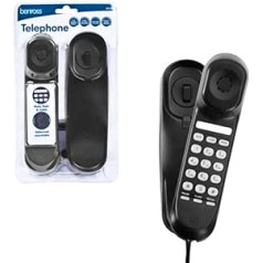 Benross 44550 Slimline Corded Telephone/Landline Telephone for Home & Office/Table or Wall Mounting/Last Redial Function/Flash & Pause Buttons/Colour Black