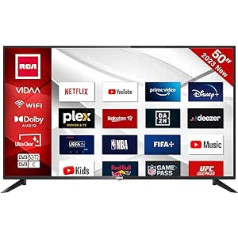 RCA iRV50U3 4K televizors 50 collu (127 cm) viedais ar HDR, Netflix, Prime Video, Rakuten TV, DAZN, Disney+, YouTube, UVM, WiFi, balss vadība, trīskāršs uztvērējs DVB-T2/S2/C, Dolby Audio, 2023.