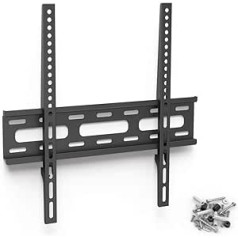 Hama TV-Wandhalterung Ultraslim (Wandhalter Fernseher für 32-65 Zoll, Fixe Halterung VESA bis 400x400, Max. 30 kg, inkl. Fischer Dübel) Schwarz