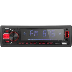 1 DIN automobilinis radijas su „Bluetooth“ laisvų rankų įranga skambutis: automobilio stereo sistema su programų valdymu | 2 USB muzikos grojimui ir įkrovimui | Automobilinis MP3 grotuvas palaiko FM radiją | SD | Aux-in | 7 spalvų automobilio g
