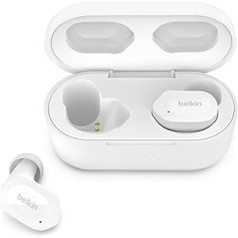 Belkin Soundform Play True Wireless in-ear austiņas, 3 EQ iestatījumi, sviedri, izturīgs pret šļakatām, IPX5 aizsardzība, 38 stundu darbība iPhone, Galaxy, Pixel utt. Balta, viena izmēra, AUC005