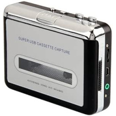 USB garso kasetės konverteris į MP3 CD grotuvą, kompiuteris (sidabras)