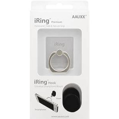 iRing Premium Glacier Silver — oriģināls, universāls viedtālruņa statīvs, satvērējs un automašīnas turētājs, pašbilžu statīvs, mobilā tālruņa gredzens, mobilā tālruņa turētājs, automašīna, automašīnas turētājs (glaciera sud