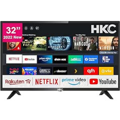 HKC 32 collu (80 cm) viedtelevizors ar Vidaa, Netflix, Prime Video, Rakuten TV, DAZN, Disney+, YouTube, UVM, WiFi, trīskāršu uztvērēju DVB-T2/S2/C