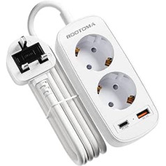 Ceļojumu adapteris Apvienotās Karalistes ligzdas adapteris Anglijā ar PD20W USB A (USB 3.6A), 2 Way Type G UK strāvas adapteris Schuko,1.6m Travel Socket Adapter Īrijai Londona Singapūra Dubaija, Apvienotās Karalistes ceļojumu adapteris