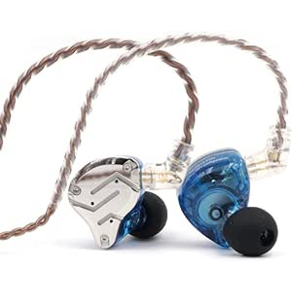 LINSOUL KZ ZS10 Pro 4BA+1DD 5 Driver In-Ear Hi-Fi metāla austiņas ar nerūsējošā tērauda priekšpusi, 2 kontaktu noņemamu kabeli (bez mikrofona, zils)