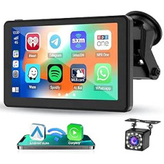 Hikity pārnēsājamā automašīnas radio bezvadu Apple CarPlay un Android automašīna ar navigācijas GPS 7 collu skārienekrāna automašīnas radio ar Bluetooth Mirror Link FM raidītāju EQ 12LED atpakaļgaitas kameru