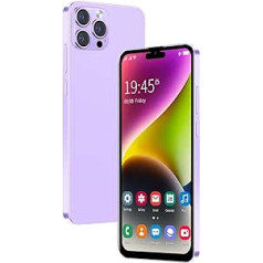 QrZrQ mobilie tālruņi, i14Pro viedtālruņi 6,1 collas HD ekrāns, Android 10 OS, lēts tālrunis ar divām SIM kartēm, četrkodolu 1 GB+16 GB, 8 MP+5 MP kamera, GPS/Face ID 3G tālruņi (i14Pro Purple)