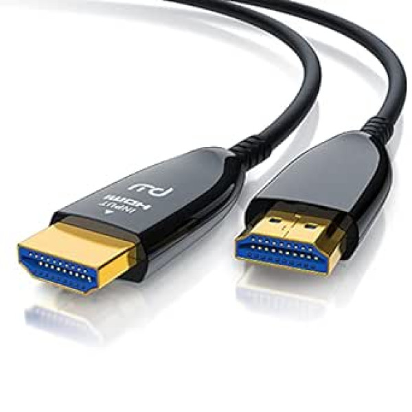 CSL – HDMI kabelis 2.1 šviesolaidinis – 8K 120Hz – 4k 240Hz – 25m optinis kabelis – HDR10+ – 3D eARC CEC – HDCP 2.3 – HDMI kabelis itin didelės spartos – paauksuoti kontaktai – šviesolaidinis kabelis aliuminis