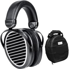 HIFIMAN Edition XS planāras magnētiskās austiņas uz ausīm + ceļojumu futrālis austiņu kombinācijai — melns