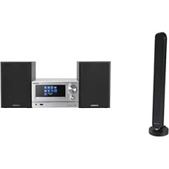 KENWOOD M-7000S-S išmanioji mikro Hi-Fi sistema su interneto radiju, DAB+, CD/USB ir garso srautu, sidabro spalva ir Hama DAB kambario antena radijui (1,4 m kabelis) Juoda