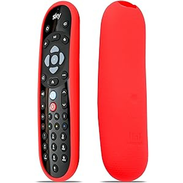 SKY Q Remote Cover aizsargapvalks ar Inbrackets - Triecienizturīgs vāciņa apvalks SKY Q tālvadības pults EC202O - Neslīdošs - Premium izturīga silikona šūnveida struktūra sarkana