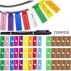 720 Pieces Cable Tags Basicon Cable Labels Self-Adhesive Identification Cable Self Adhesive Identification Cable Labels Waterproof Heavy Duty for Marking and Organising