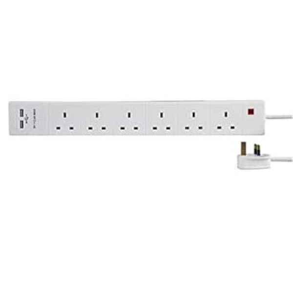 Pro Elec PEL00123 5 m 6 virzienu USB pagarinātājs - balts