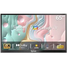 SYLVOX 65 collu āra televizors Smart Google TV 4K HDR 1000nits LED HDR10 Google Assistant Chromecast, Dolby Atmos, IP55 ūdensizturīgs, 60Hz, WiFi, DVB-C/S2/T2, YouTube, Netflix, Deck Pro 2.0