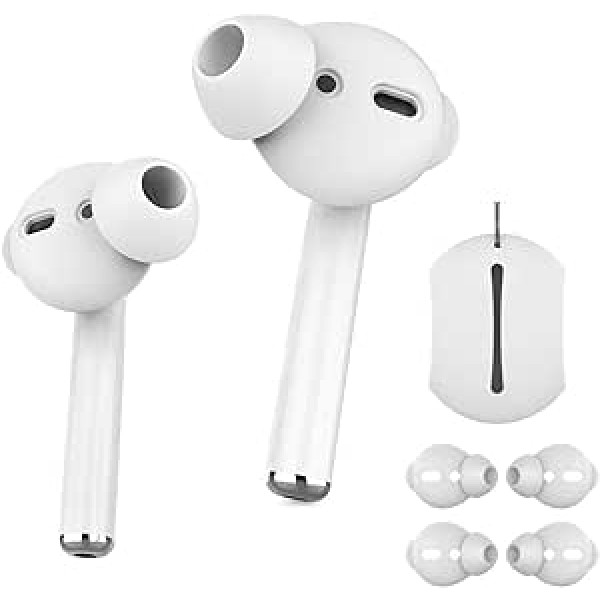 AhaStyle silikona ausu aizbāžņu vāciņi, 3 pāri pretslīdes ar silikona glabāšanas āķiem, saderīgi ar Apple AirPods 2&1 vai EarPods (3 pāri, mazi, balti)