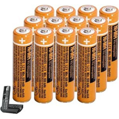 HHR-55AAABU NI-MH 550 mAh (1,2 V) baterija, skirta „Panosonic“ belaidžiams telefonams, AAA įkraunamos baterijos, skirtos „Gigaset“ rageliams – 12 vnt.