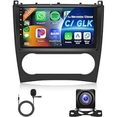 Hodozzy 2G 64G Android auto radio priekš Mercedes-Benz C-Class / GLK 2005-2009 Apple Carplay Android Car, 9 collu skārienekrāna radio ar Bluetooth navigāciju WiFi FM RDS HiFi 2 DIN ekrāns priekš Mercedes GLK