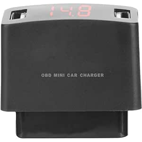 OBD jungtis USB OBD automobilinis įkroviklis, patvarus ABS Obd Mini dvigubas USB įkrovimo lizdas su įtampos ekranu