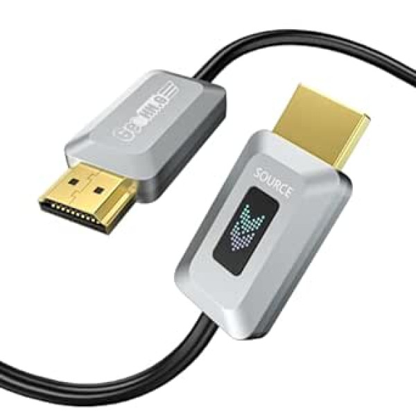 8K HDMI optiskās šķiedras kabelis 30 m, 48 Gb/s ātrgaitas tālvadības pārraides HDMI 2.1 kabelis, atbalsta 8K @ 60Hz, 4K @ 120Hz/144Hz eARC Dolby HDCP 2.2 un 2.3 HDR10 RTX 3080, saderīgs ar XPS5/TV